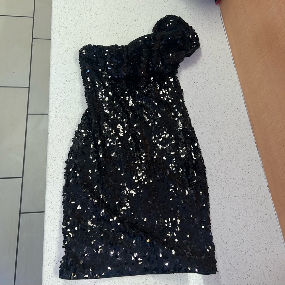 Aidan Mattox Black Sequin Mini Dress